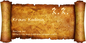 Kraus Kadosa névjegykártya